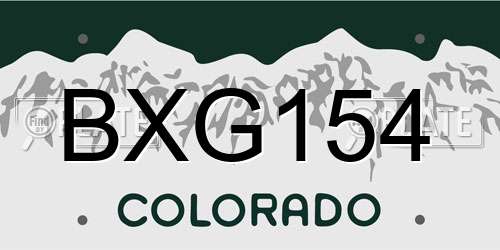 BXG154 Colorado License Plate