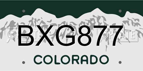 BXG877 Colorado License Plate