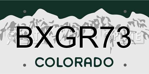BXGR73 Colorado License Plate