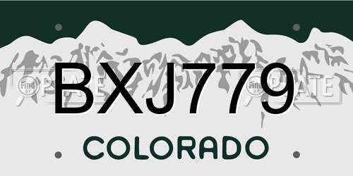 BXJ779 Colorado License Plate