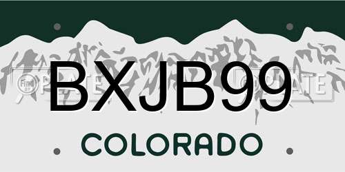 BXJB99 Colorado License Plate