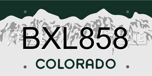 BXL858 Colorado License Plate