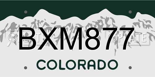 BXM877 Colorado License Plate
