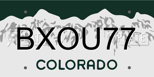 BXOU77 Colorado License Plate