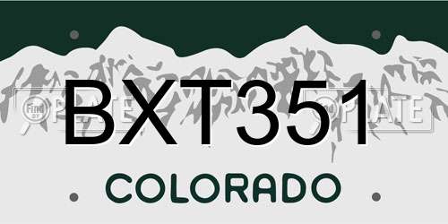 BXT351 Colorado License Plate