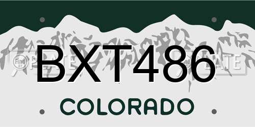 BXT486 Colorado License Plate