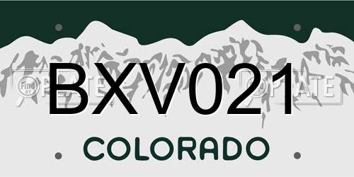 BXV021 Colorado License Plate