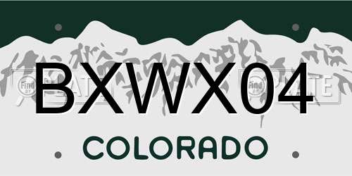 BXWX04 Colorado License Plate