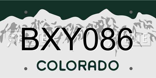 BXY086 Colorado License Plate