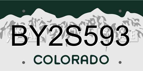 BY2S593 Colorado License Plate