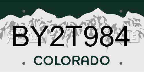 BY2T984 Colorado License Plate