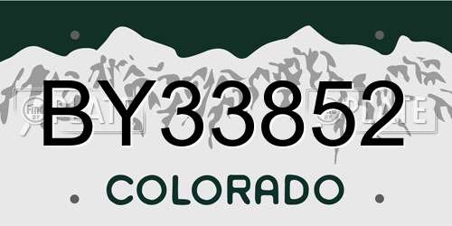 BY33852 Colorado License Plate