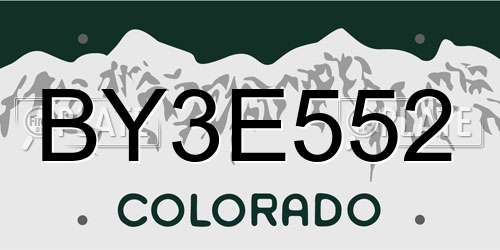 BY3E552 Colorado License Plate