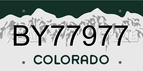 BY77977 Colorado License Plate