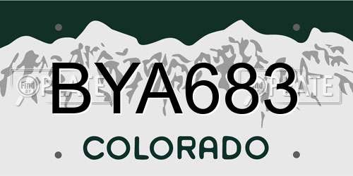 BYA683 Colorado License Plate