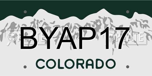 BYAP17 Colorado License Plate