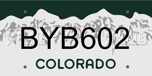 BYB602 Colorado License Plate