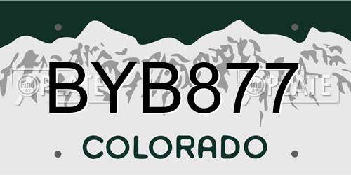 BYB877 Colorado License Plate