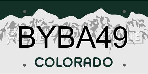 BYBA49 Colorado License Plate
