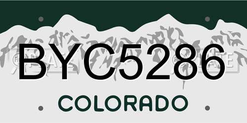 BYC5286 Colorado License Plate