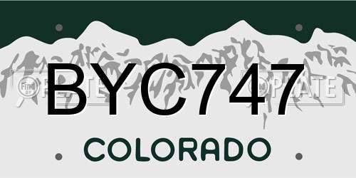 BYC747 Colorado License Plate