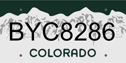 BYC8286 Colorado License Plate