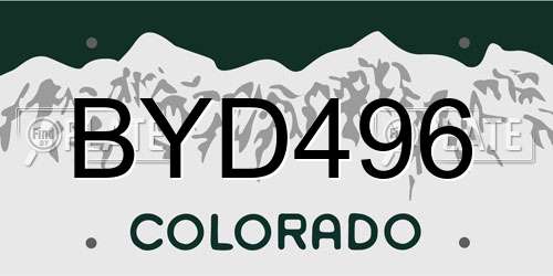 BYD496 Colorado License Plate