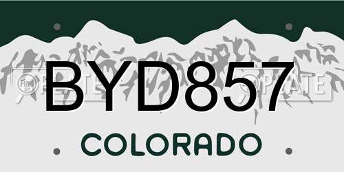BYD857 Colorado License Plate