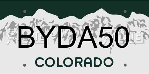 BYDA50 Colorado License Plate