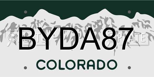 BYDA87 Colorado License Plate