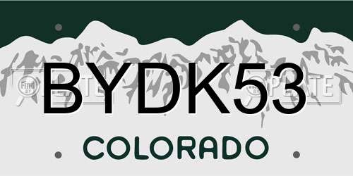 BYDK53 Colorado License Plate
