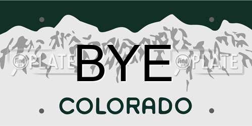 BYE Colorado License Plate