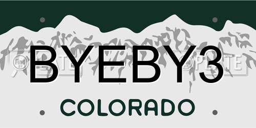 BYEBY3 Colorado License Plate