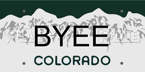 BYEE Colorado License Plate