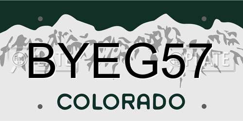 BYEG57 Colorado License Plate