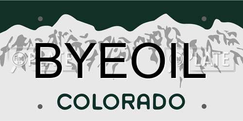 BYEOIL Colorado License Plate