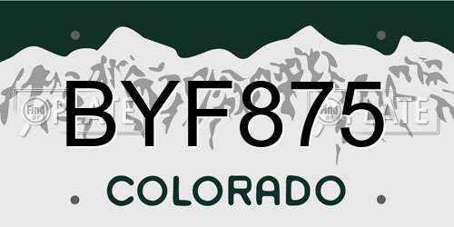 BYF875 Colorado License Plate