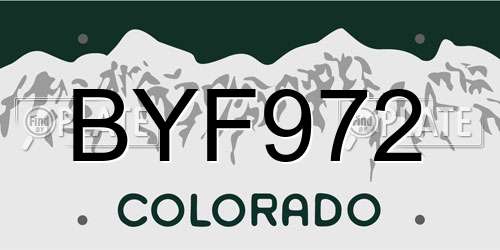 BYF972 Colorado License Plate
