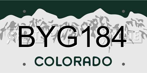 BYG184 Colorado License Plate