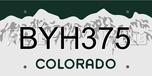 BYH375 Colorado License Plate