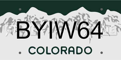 BYIW64 Colorado License Plate