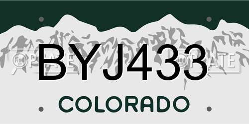 BYJ433 Colorado License Plate