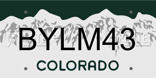 BYLM43 Colorado License Plate
