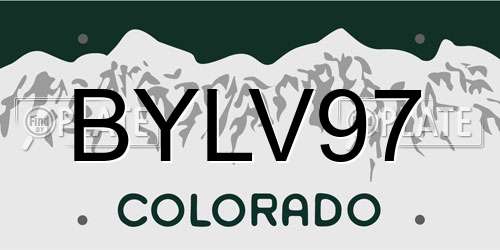 BYLV97 Colorado License Plate