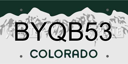 BYQB53 Colorado License Plate