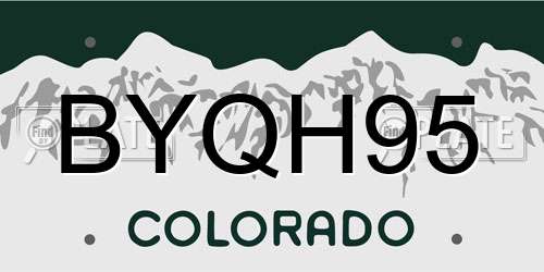 BYQH95 Colorado License Plate