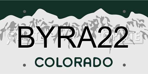 BYRA22 Colorado License Plate