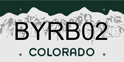 BYRB02 Colorado License Plate