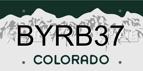 BYRB37 Colorado License Plate
