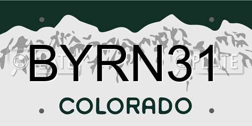 BYRN31 Colorado License Plate